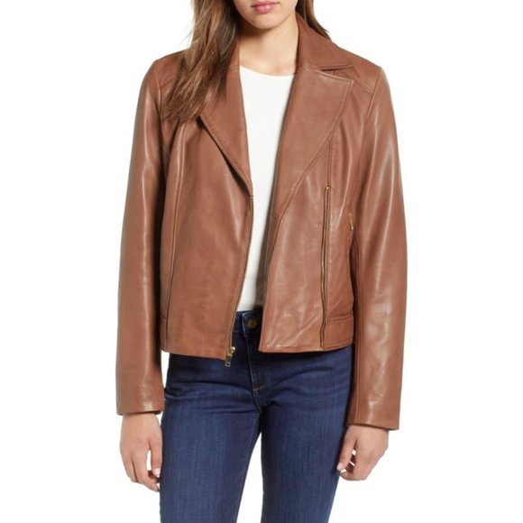 Cole Haan Jackets & Blazers - NEW! Cole Haan Drum Dyed Leather Moto Jacket